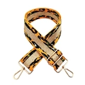 Detail of 5cm leopard print bag strap with gold metal hooks and adjustable buckle - Orange Gold Buckle