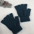 Thick warm winter knitted fingerless gloves in dark teal with ribbed elastic cuffs - One Size / Grass Green