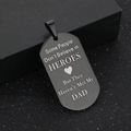 Black stainless steel dog tag necklace with white engraved sentimental message for Dad - Black Color / No Chain
