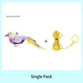 Electric interactive cat toy bird with colorful feathers and yellow elastic rope - Robin Bird with Elastic Rope