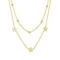 Double-layered 18K gold stainless steel necklace with star pendants and shell inlay - C608 Star Necklace