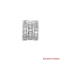 Macro shot of silver charm bead with clear cubic zirconia pavé stones, 6x8mm dimensions - White Gold White Zirconia Small 6x8mm