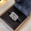 Retro S925 sterling silver ring with sparkling small diamonds in a gift box - JZ0927-Full Zircon Design