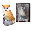 Lifelike resin owl figurine in orange and white finish with protective bubble wrap packaging - Single Pack in Bubble Bag / Brown