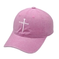Vintage washed pink baseball cap with white embroidered cross nail logo on the front - M (56-58cm) / Pink