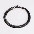 Pulsera de dragón plana de 7,5 mm en acero inoxidable negro con cierre de langosta - 7.5mm*21cm Pulsera / Negro