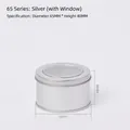Silver round tin box with clear window lid, diameter 65mm height 40mm for candles - Three-piece Window Lid Empty Box / Silver