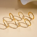 Detailed view of 6-piece 18K gold plated ring set with sparkling zircon gemstones - 18K Gold Plated (Set)