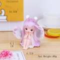 Cute angel girl cake topper with purple hair and white wings, height 10.5cm for decor - 1197-1B Anna Purple Angel (Hugging Knees)