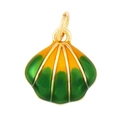 Pendentif coquillage doré avec émail jaune et vert et détails de cœur en zircon - Coquillage Jaune Vert