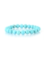 Close-up of sky blue turquoise beaded bracelet with natural black veining and mirror reflection - 2182 Blue Turquoise