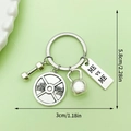 Silver fitness keychain with dumbbell, kettlebell and ME vs ME engraved charm tags - LS187-ME VS ME