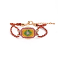 Braided rope bracelet with gold star charm, pink and white stones, and lobster clasp - Eight-pointed Star Bracelet (Tricolor Woven)