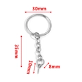 Kit porte-clés DIY 30mm en acier inoxydable argenté avec chaîne et vis à œillets - Anneau Rond 30mm + Chaîne Torsadée + Vis à Œil