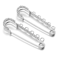 Silver crystal zircon U-shaped pin with five hanging loops and sparkling rhinestones - 18# Silver 5-Ring Pin 6cm