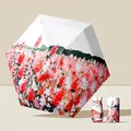 Portable folding sun umbrella with cherry blossom floral pattern and matching case - 14CM 6-Fold Flat Umbrella / Ocean Cherry