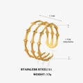 Anillo ajustable de tres capas en acero inoxidable bañado en oro 18K estilo espinas - Dorado