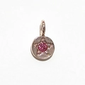 Rose gold round star pendant with a pink birthstone and tiny clear crystals - Rose Gold October