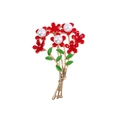Floral red enamel brooch with white pearls and gold base on a clean white background - Red Pearl Flower Bouquet