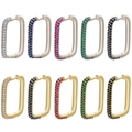 U-förmige Kupferohrringe mit bunten Zirkoniasteinen in Gold- und Silberauflage - Mittel / Gold Weißer Zirkonia