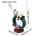 Christmas polar bear memo clip desk ornament with wreath and Merry Xmas banner - Cat Wreath