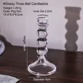Three-ball glass candle holder 15cm high for vintage French decor and romantic dinners - Plain Three Balls