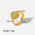 Verstelbare 18K vergulde ring met een ovale lichtgroene halfedelsteen voor dames - Ovale Lichtgroene Edelsteen Stijl (JDR201779-GN)