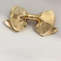 Elegant gold bow hair clip with textured metallic finish and polished ribbon design - Gold Textured Double Layer Bow Clip Type 2