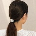 Silver metallic ponytail cuff with hammered texture finish for elegant hair styling - Silver Hammered (0564)