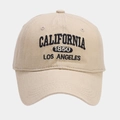 Close-up of California 1850 embroidery on vintage beige cotton baseball cap - Adjustable / Embroidery/Distressed / Beige