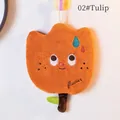 Absorbent orange tulip hanging hand towel with cartoon flower embroidery and leaf detail - Tulip / Bright Orange