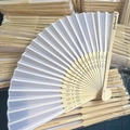 Custom white paper fan with engraved bridesmaid name and thank you text on bamboo ribs - White (Bridesmaid)