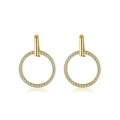 Elegant gold S925 silver hoop earrings with white zircon pavé setting and mirror reflection - Gold Pave Hoop (APE23-14k)