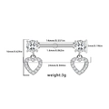 Silver heart nipple ring set with sparkling zircons and detailed product measurements - Silver Hollow Pendant