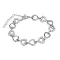 Detail of silver heart link bracelet with cubic zirconia paving and lobster clasp - Style 02-Silver Heart