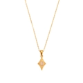 Goldkette mit rautenförmigem Reliefanhänger und einem zartrosa Edelstein für Damen - Gold-Weiß