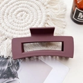 Detail of a matte burgundy rectangular claw clip on a white woven texture - Large Matte Square Claw-Dark Mauve