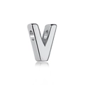 Polished S925 sterling silver V-shaped letter pendant on a clean white background - White Gold DY130026 (V)