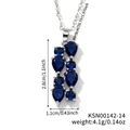Collana d'argento con gemme blu scuro taglio a pera e catena regolabile da 40+5cm - Oro Bianco Con Zircone Blu