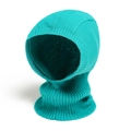 Close-up of turquoise knitted balaclava hat showing high-density thick winter warm texture - Cyan Green