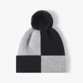 Gorro de punto de invierno para mujer con diseño de bloques de color negro y gris - Talla única / Negro Gris Claro