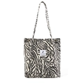 Tragetasche aus Cord mit schwarz-weißem Zebramuster und Slogan-Etikett für Damen - Zebraprint
