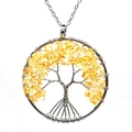 Detailed wire-wrapped silver Tree of Life pendant with yellow crystal gemstone chips - Yellow Citrine