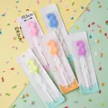 Colorful macaron number 3 birthday candle in pastel shades with cute cat packaging - Balloon Number Candles 3