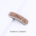 Sparkling rectangle hair clip with champagne rhinestones and micro-bead trim on white card - Style 2 Champagne [Square]