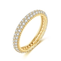 Bague d'éternité à trois rangées en finition dorée avec cristaux clairs étincelants - US 5 / Doré