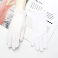 White sun protection gloves with sleek stretch fabric for driving and formal etiquette - Men's Solid / White