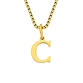 Minimalist 18K gold plated stainless steel letter C pendant with elegant box chain - Letter C-Gold