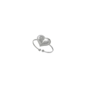 Silver stainless steel heart ring with white rhinestones and adjustable open design - Half Pave White Zirconia Heart / Steel Color White Zircon