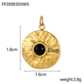 Bohemian 18k gold plated stainless steel charm with black stone and hammered texture - Black